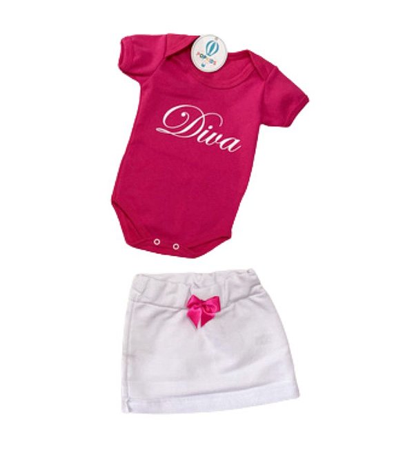 Body com Saia Diva Rosa Pink Tam.P