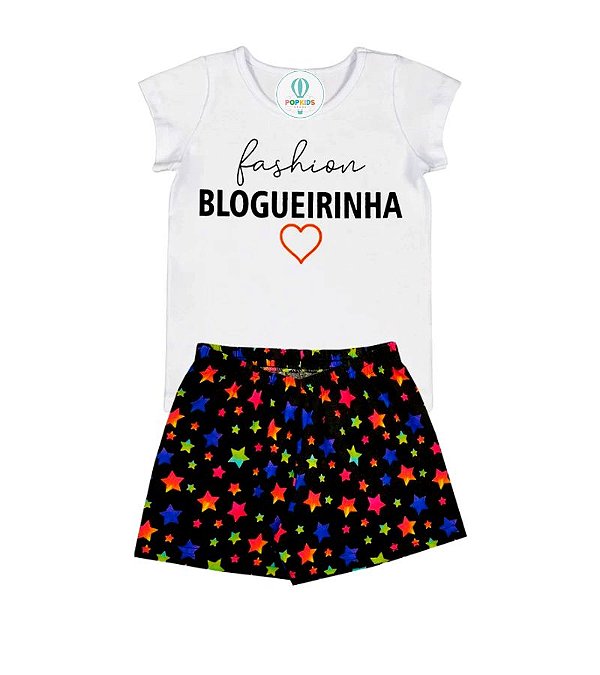 Conjunto Juvenil Cotton Blogueirinha Branco Tam.12