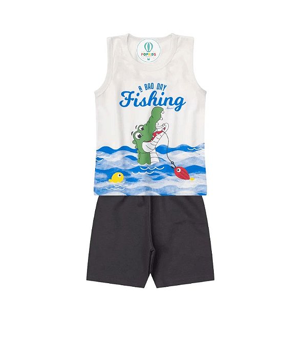 Conjunto Regata Meia-Malha Jacaré c/ Shorts Tam M