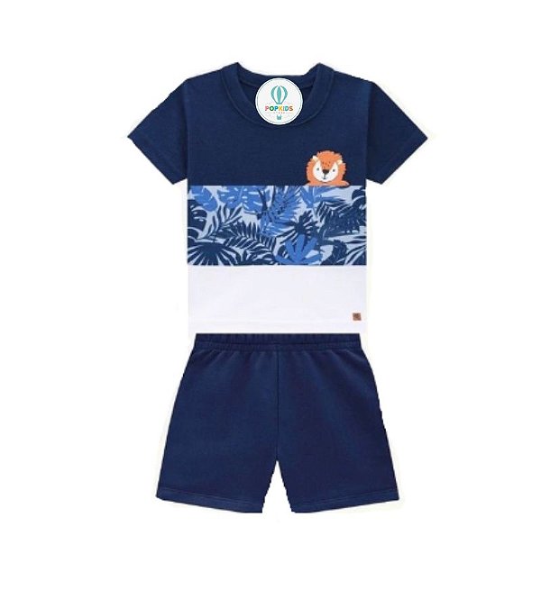 Conjunto Brandili Baby Leãozinho Azul Tam.P