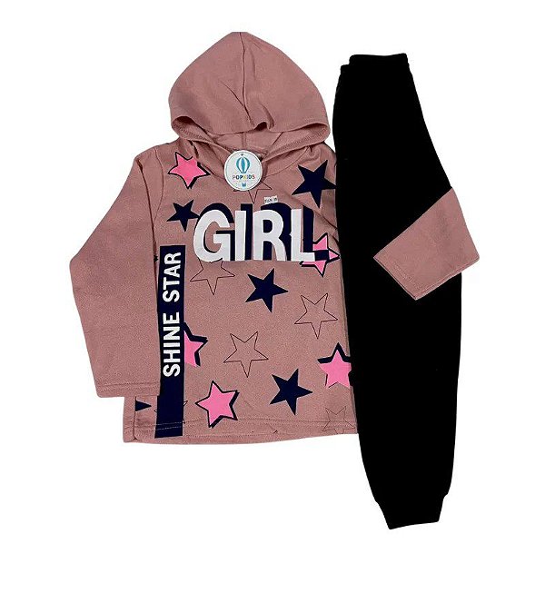 Conjunto Moletinho Capuz Shine Girl Tam.8