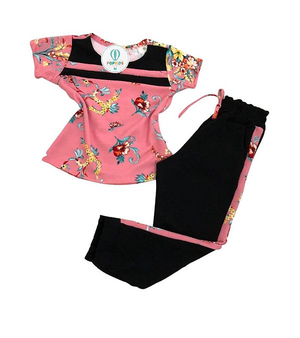 Conjunto Rosa Floral Tam. 8-10