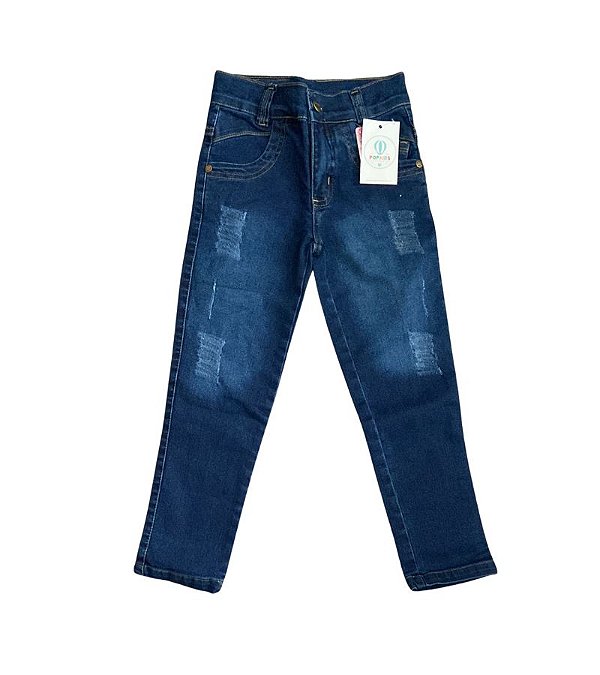 Calça Jeans Escura Puída Tam.6