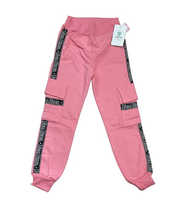 Calças jogger com bolso cargo cor-de-rosa