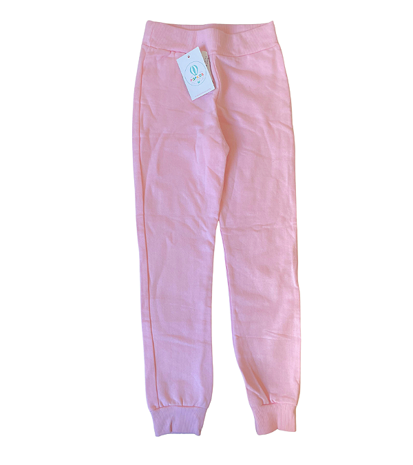 Calça Moletom Rosa Peluciada Tam.8