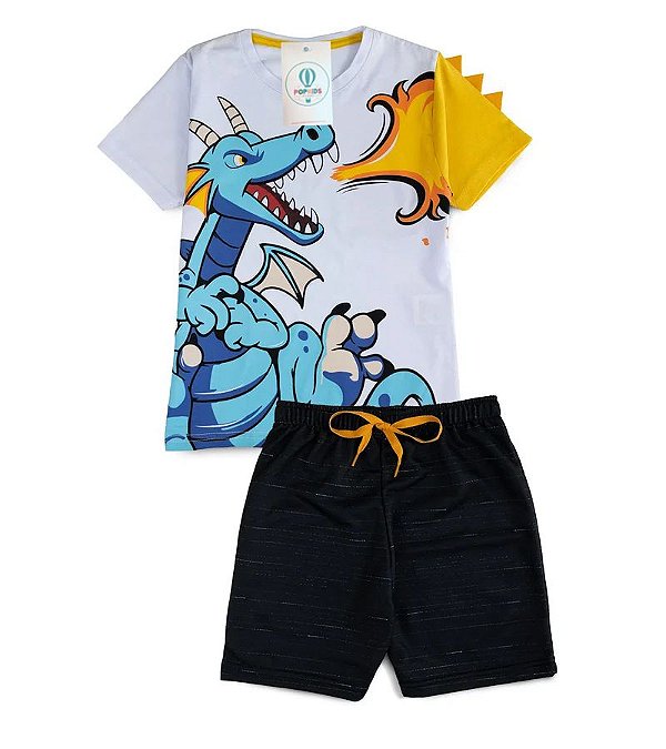 Conjunto Infantil Masculino Interativo Dragão Branco Tam.4