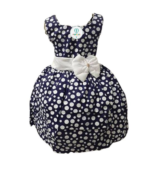 Vestido Poá Marinho Tam.P (2-3 Anos)