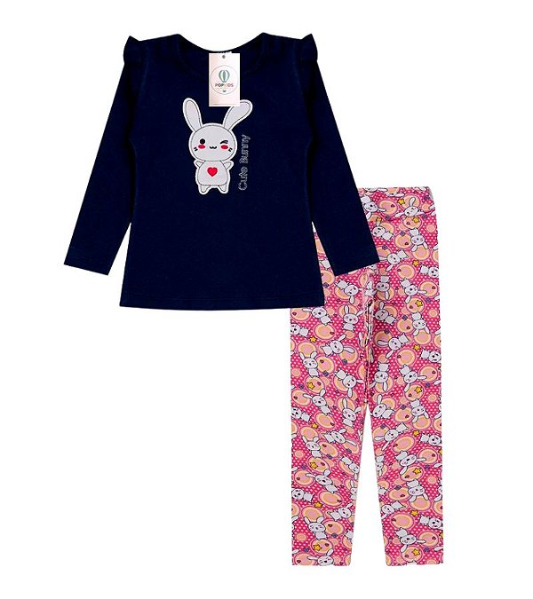 Conjunto Infantil Feminino Cute Bunny Legging Tam.3