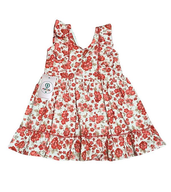 Vestido Floral  Vermelho Tam.2-3