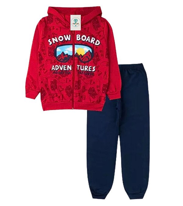 Conjunto Infantil Moletom Zíper Snow Board Tam.6