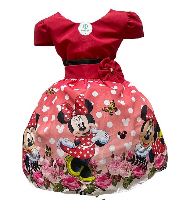 Vestido Temático Minnie Vermelha Tam.P (2-3 Anos)