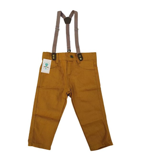 Calça com Suspensório Caramelo Tam.P (2 Anos)
