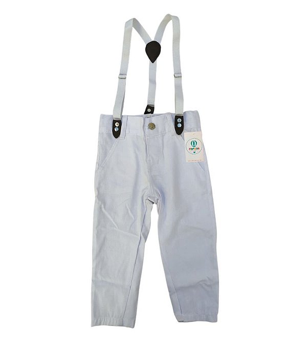 Calça com Suspensório Branco Tam.G (6-8 Anos)