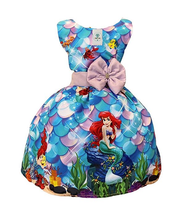 Vestido Luxo Temático Ariel C Tam.M (4-5 Anos)