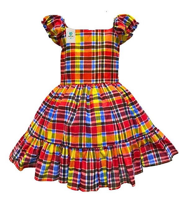 Vestido  Xadrez Colorido Tam.1 Ano