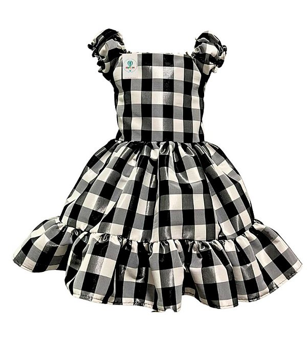 Vestido Xadrez Preto e Branco Tam.2-3  Anos