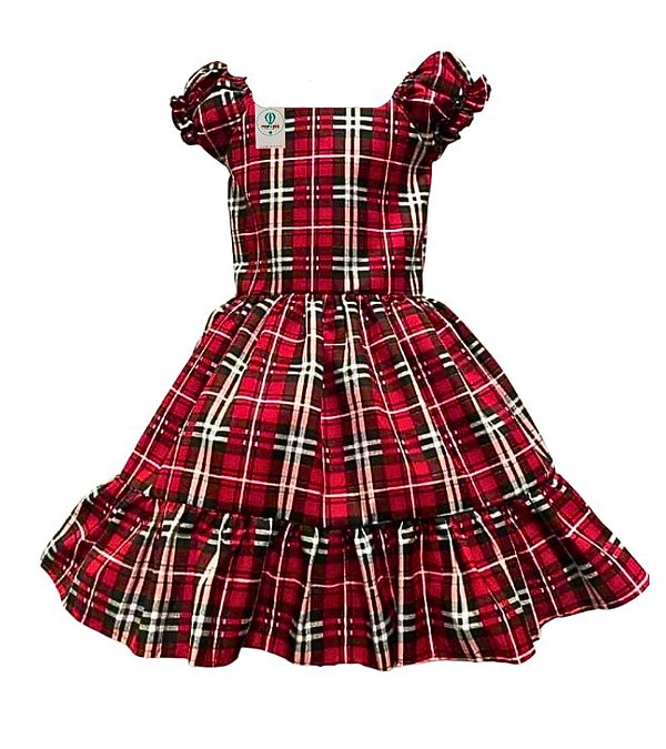 Vestido Xadrez Vermelho e Preto Tam.4-5  Anos
