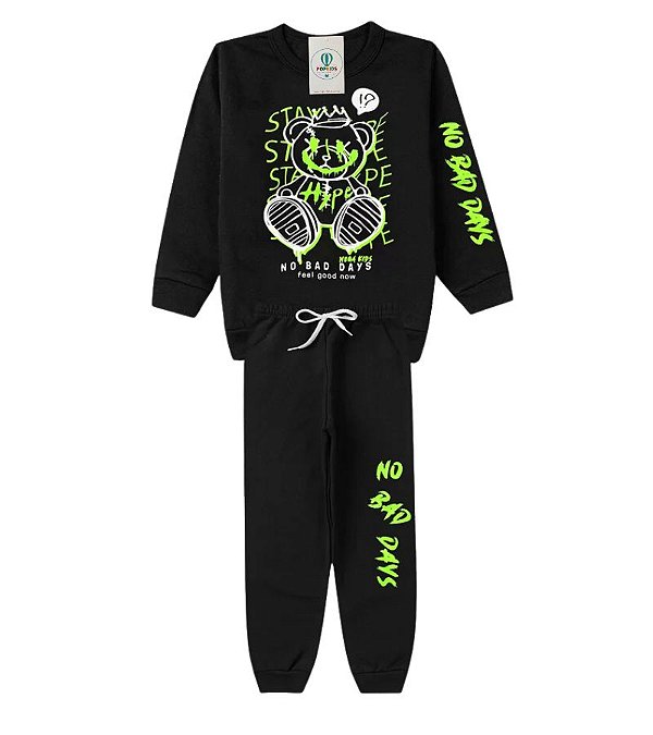 Conjunto Infantil Menino Moletom Preto Tam.6