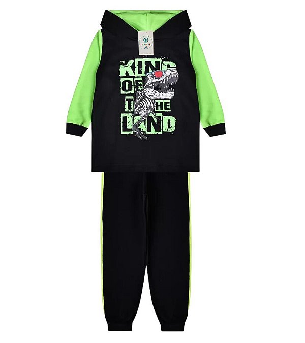 Conjunto Infantil Moletom Dinossauro Com Neon Tam.8