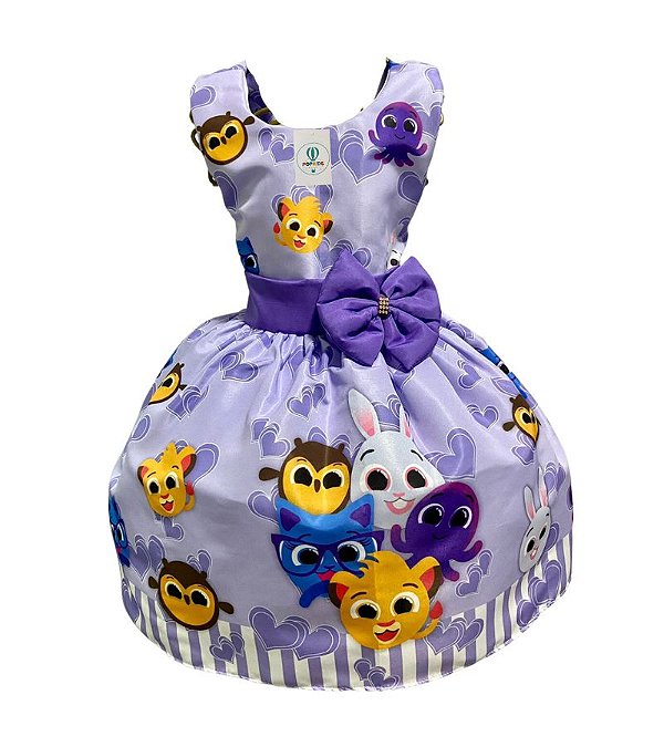 Vestido Luxo Temático Bolofofos F Tam.P (2-3 Anos)