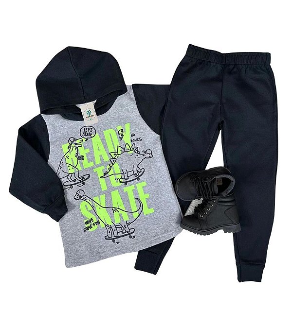 Conjunto Inverno Menino Dinossauro Skate Tam.6