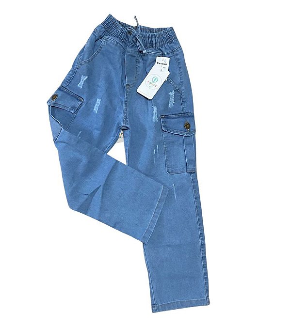 Calça Cargo Jeans - Pop Modas Jeans
