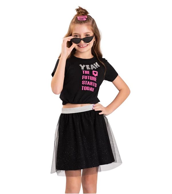 Conjunto Juvenil Feminino Verão com Brilhos  Yeah Tam.12