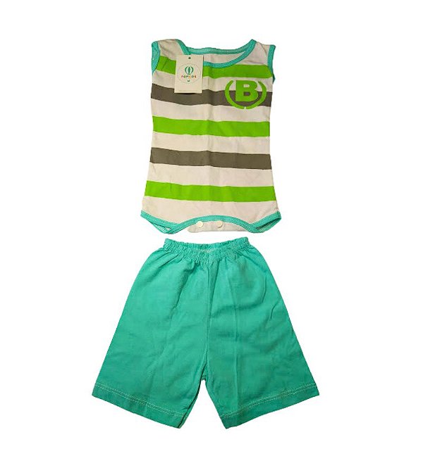 Conjunto Body e Shorts Listrado Tam.P