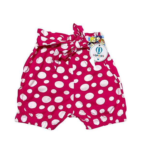 Shorts Poá Rosa e Branco Tam. 6