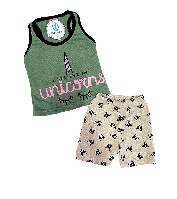 Conjunto Com Shorts Arte Básica Unicórnio Tam.2 (forma pequena)