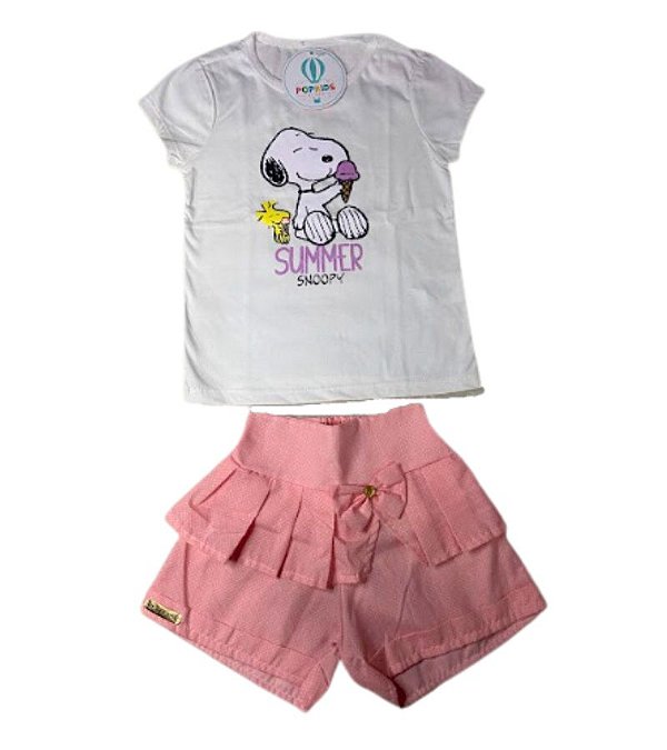 Conjunto Snoopy Shorts Babado Tam.4