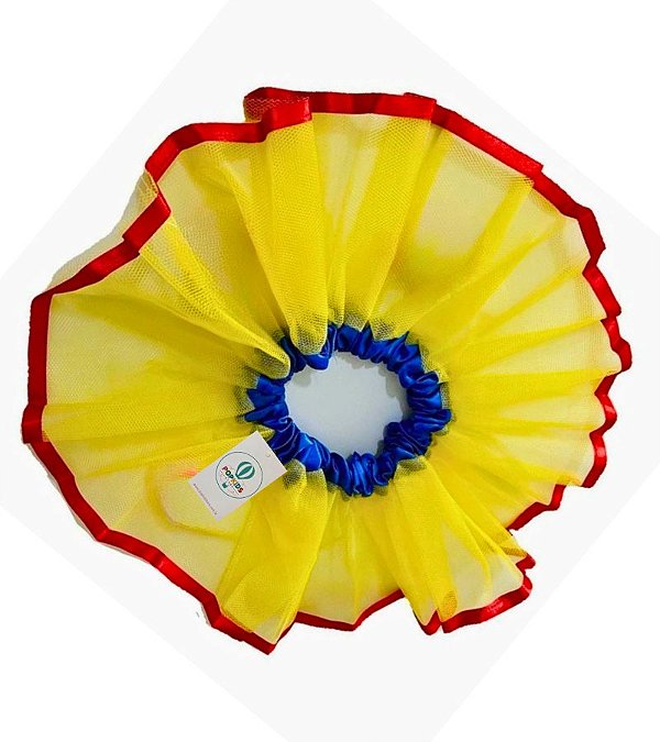 Saia de Tule Amarelo Azul e Vermelho