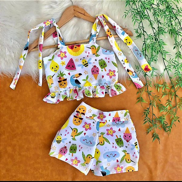 Conjunto Pop Colors Daminha Tropical Tam.2-4 Anos