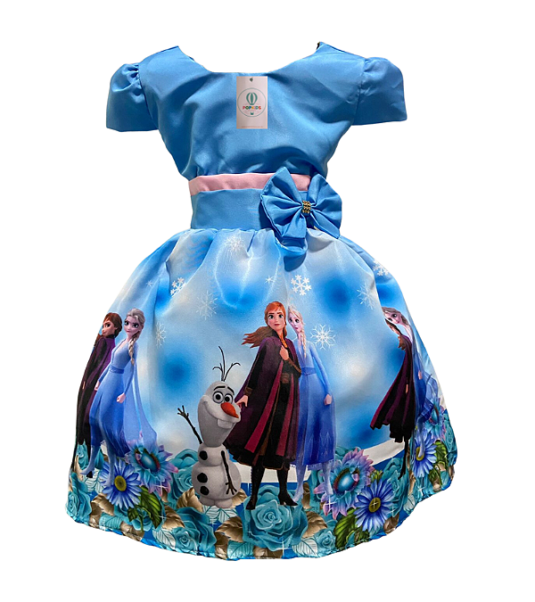 Vestido Temático Frozen E Tam.M (4-5 Anos)