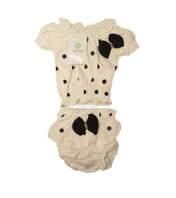 Conjunto Bunda Rica Off White Poá Tam.RN