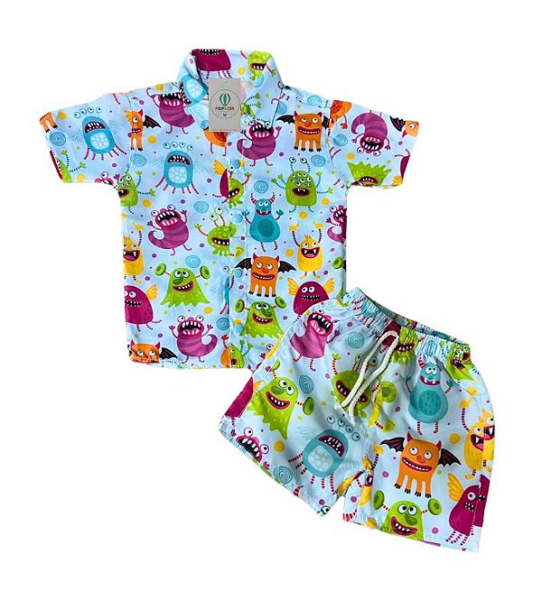 Conjunto Mauricinho Monstros Tam.M (4-5 Anos)
