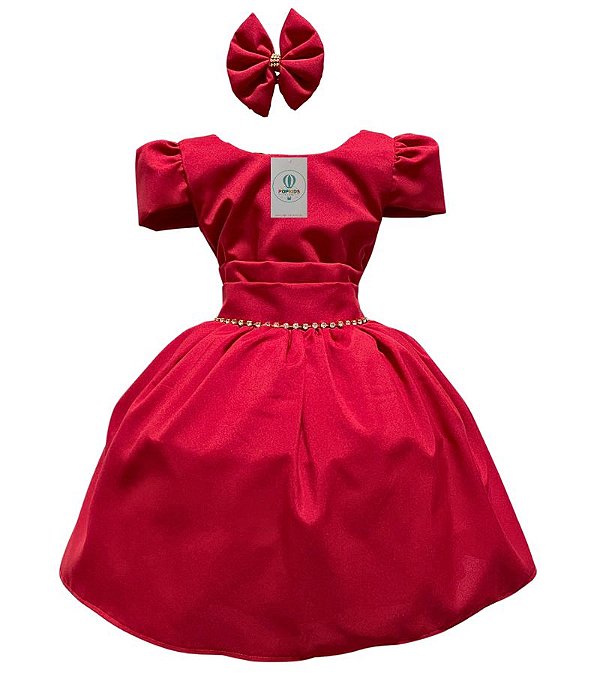 Vestido Luxo Pop Colors Vermelho Tam.8-10 Anos