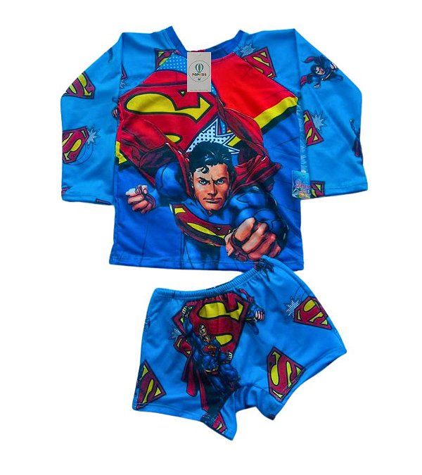 Conjunto Proteção Solar Super Homem M (4 a 7 Anos)