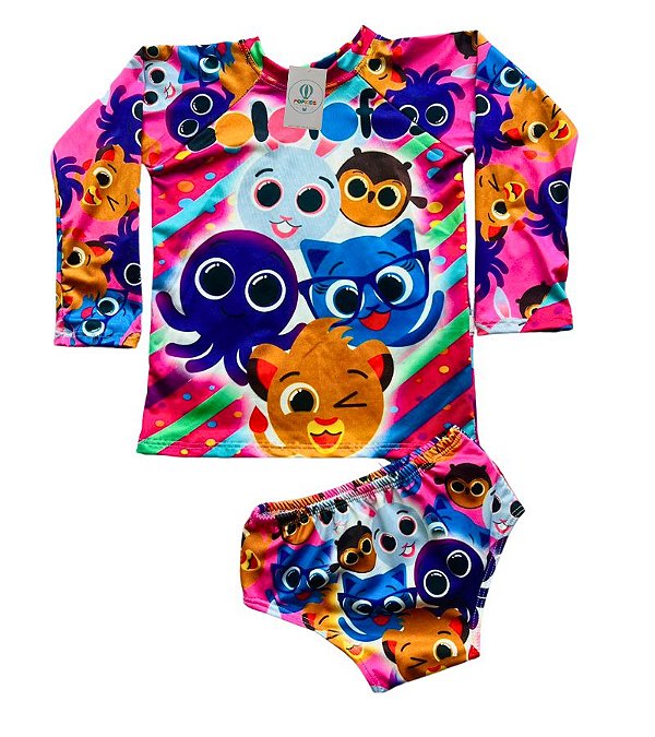 Conjunto Proteção Solar Bolofofos Rosa M (4-7 Anos)