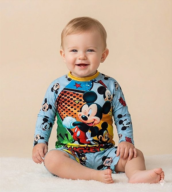 Conjunto Proteção Solar Mickey PP (Meses a 1 ano)