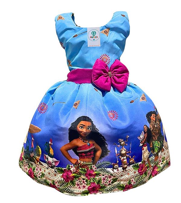 Vestido Luxo Temático Moana F Tam.M (4-5 Anos)