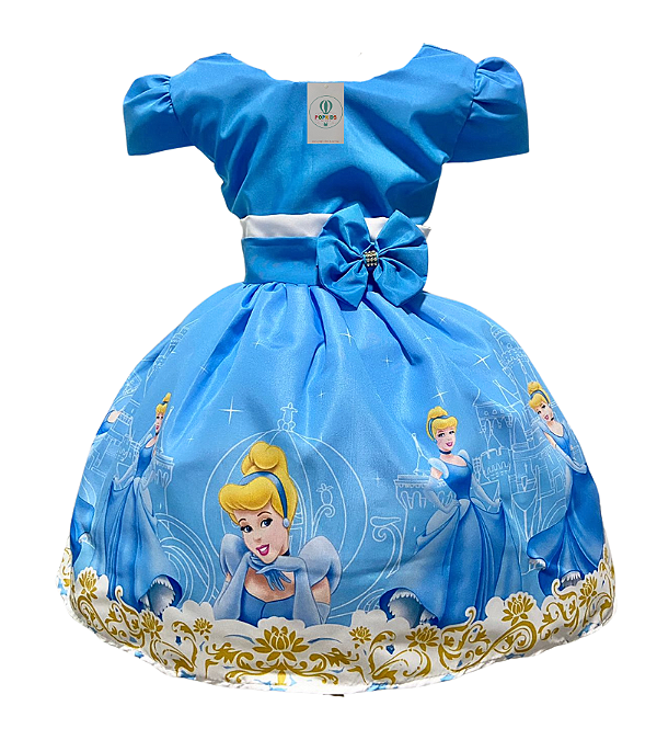 Vestido Temático Cinderela Nova Tam.P (2-3 Anos)