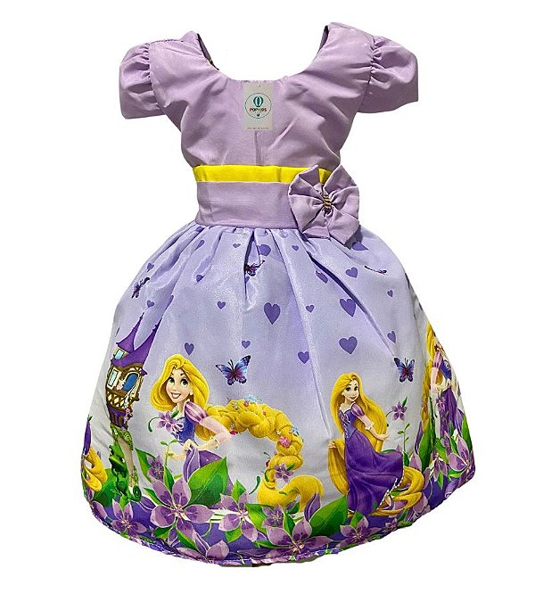 Vestido Temático Rapunzel B Tam.GG (8-10 Anos)