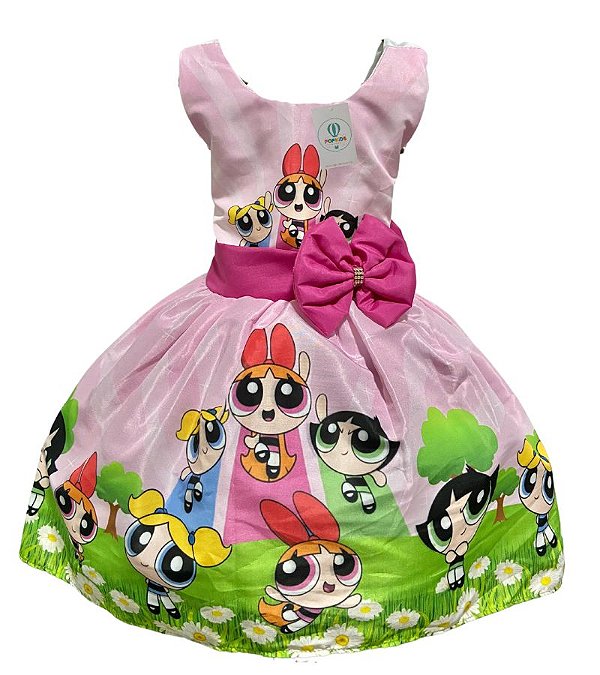 Vestido Luxo Temático Meninas Super Poderosas Tam.P (2-3 Anos)