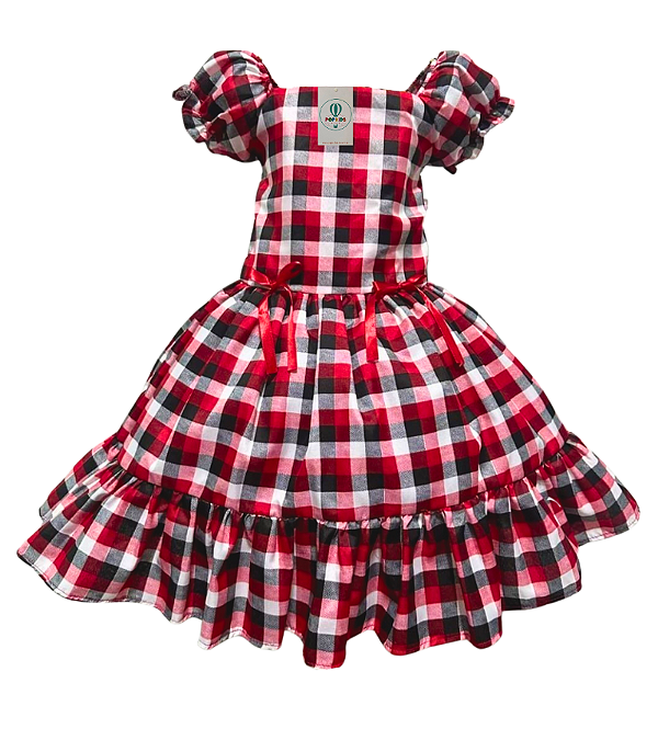Vestido Quadriculado Vermelho Tam.1 Ano