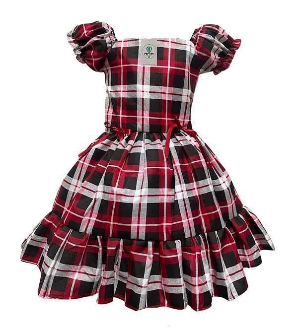 Vestido Xadrez Vermelho e Preto Tam.4-5  Anos