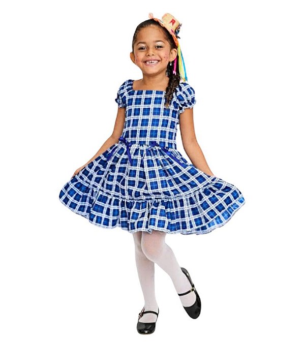 Vestido Xadrez Azul Tam.2-3 Anos