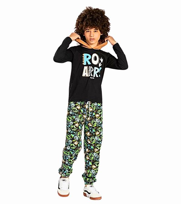 Conjunto Infantil Meia Estação Masculino Roarr Preto Tam.8