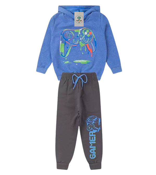 Conjunto Inverno Video Game Control Azul Tam.12