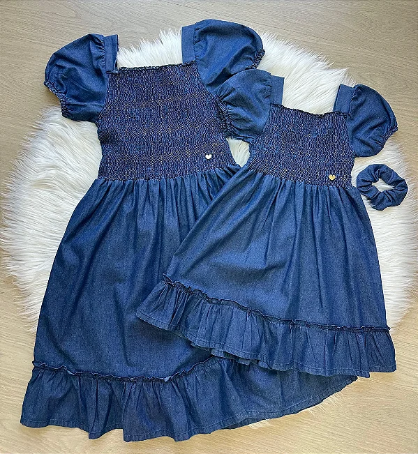 Vestido Encanto Mãe e Filha Manuzinha Jeans